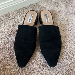 Steve Madden Black Suede Pointed Mule Slides